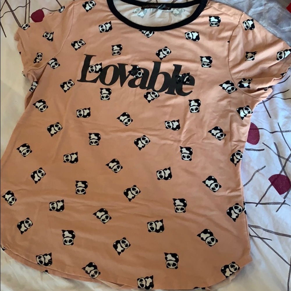 Baby pink shirt with panda bears